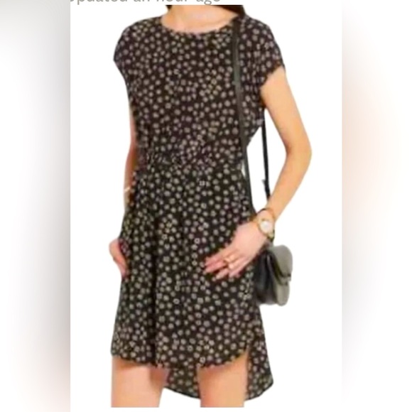 Madewell Madewell Dolman Sleeve Silk Stencil Blossom Hi-Low Mini Dress - Picture 1 of 8